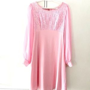 Vintage 60s Pink Lace Flower Mini Dress